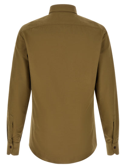 Blouse by BORRIELLO for men in cotton bicolour, green, olive & signature showcases a sublime silhouette, artfully detailed with a sublime and for a sophisticated, sublime finish.