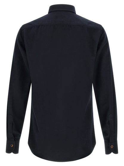 Shirt by BORRIELLO for men in cotton horn & navy showcases a sublime silhouette, artfully detailed with a sublime and for a sophisticated, sublime finish.