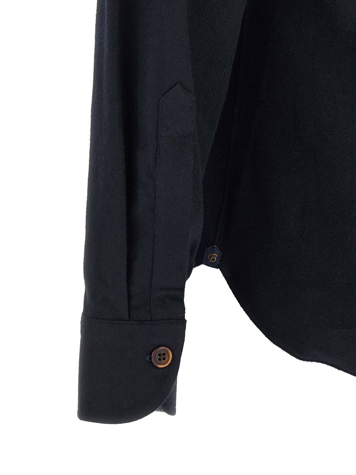 Shirt by BORRIELLO for men in cotton horn & navy showcases a sharp silhouette, elegantly detailed with a sharp and sharp .