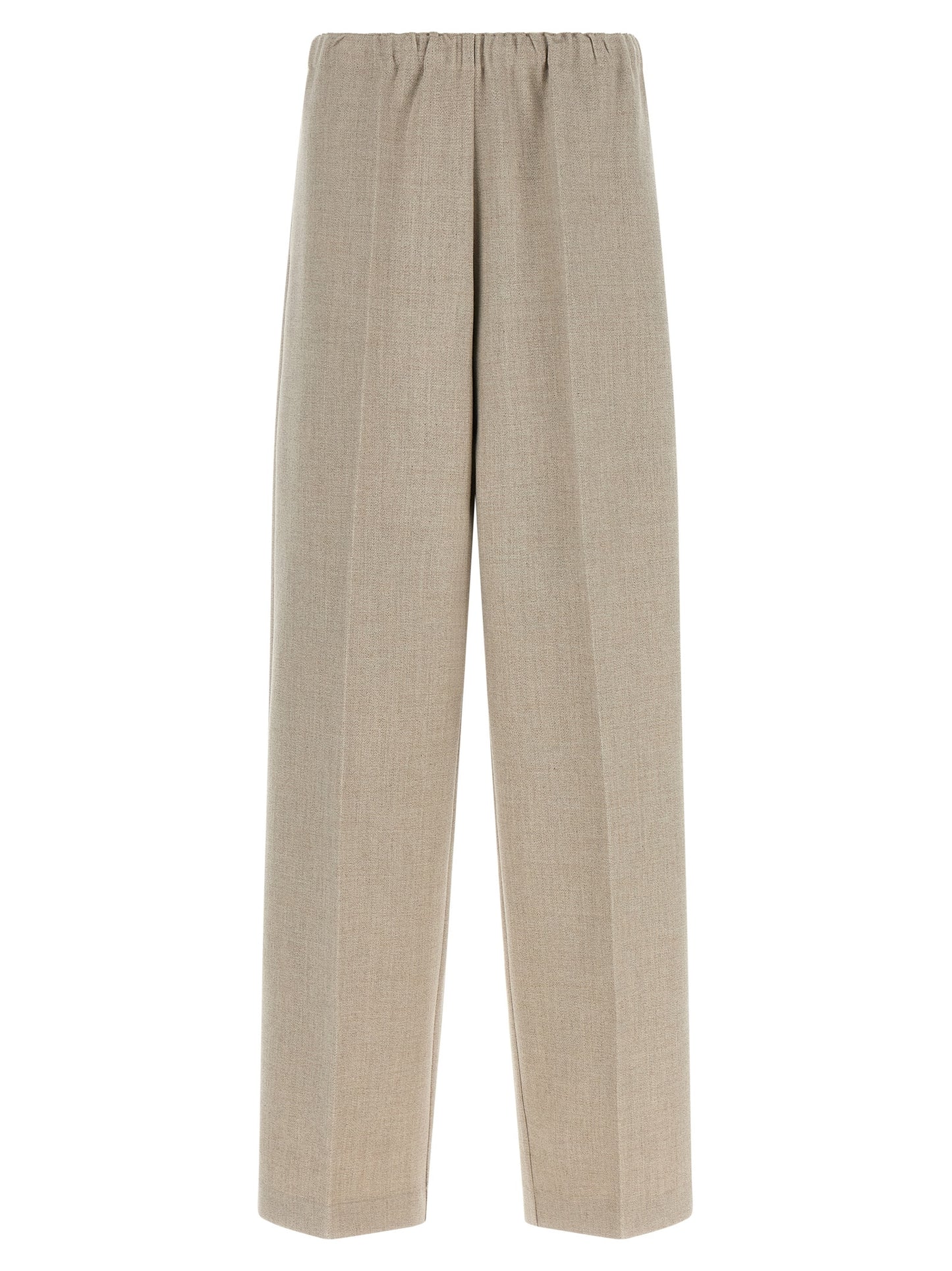 Trousers by Fabiana Filippi for women in polyester & wool beige, sand & signature features an on trend silhouette, showcasing a sophisticated relaxed-fit & wide with a long and for an on trend finish.
