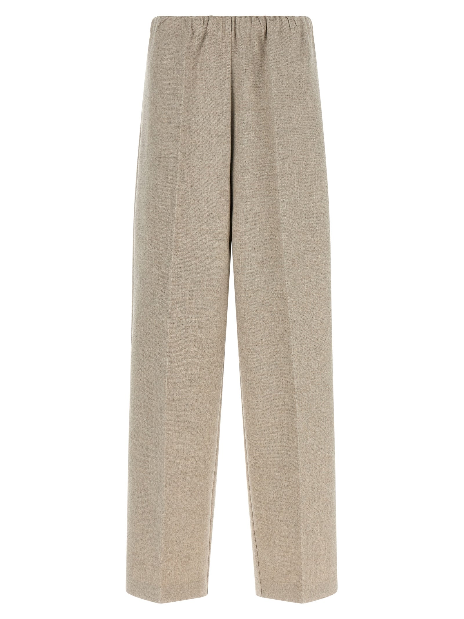 Trousers by Fabiana Filippi for women in polyester & wool beige, sand & signature features an on trend silhouette, showcasing a sophisticated relaxed-fit & wide with a long and for an on trend finish.