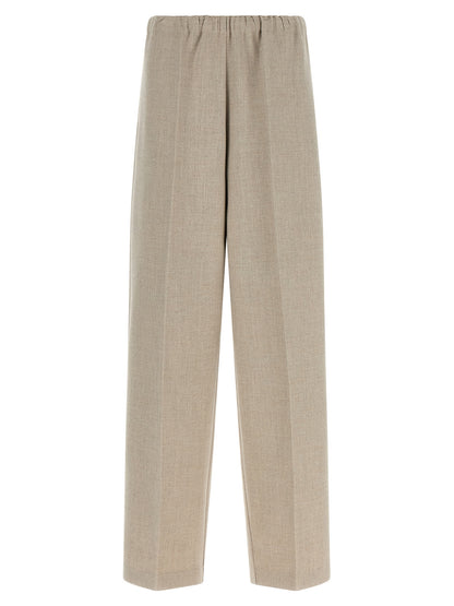 Trousers by Fabiana Filippi for women in polyester & wool beige, sand & signature features an on trend silhouette, showcasing a sophisticated relaxed-fit & wide with a long and for an on trend finish.