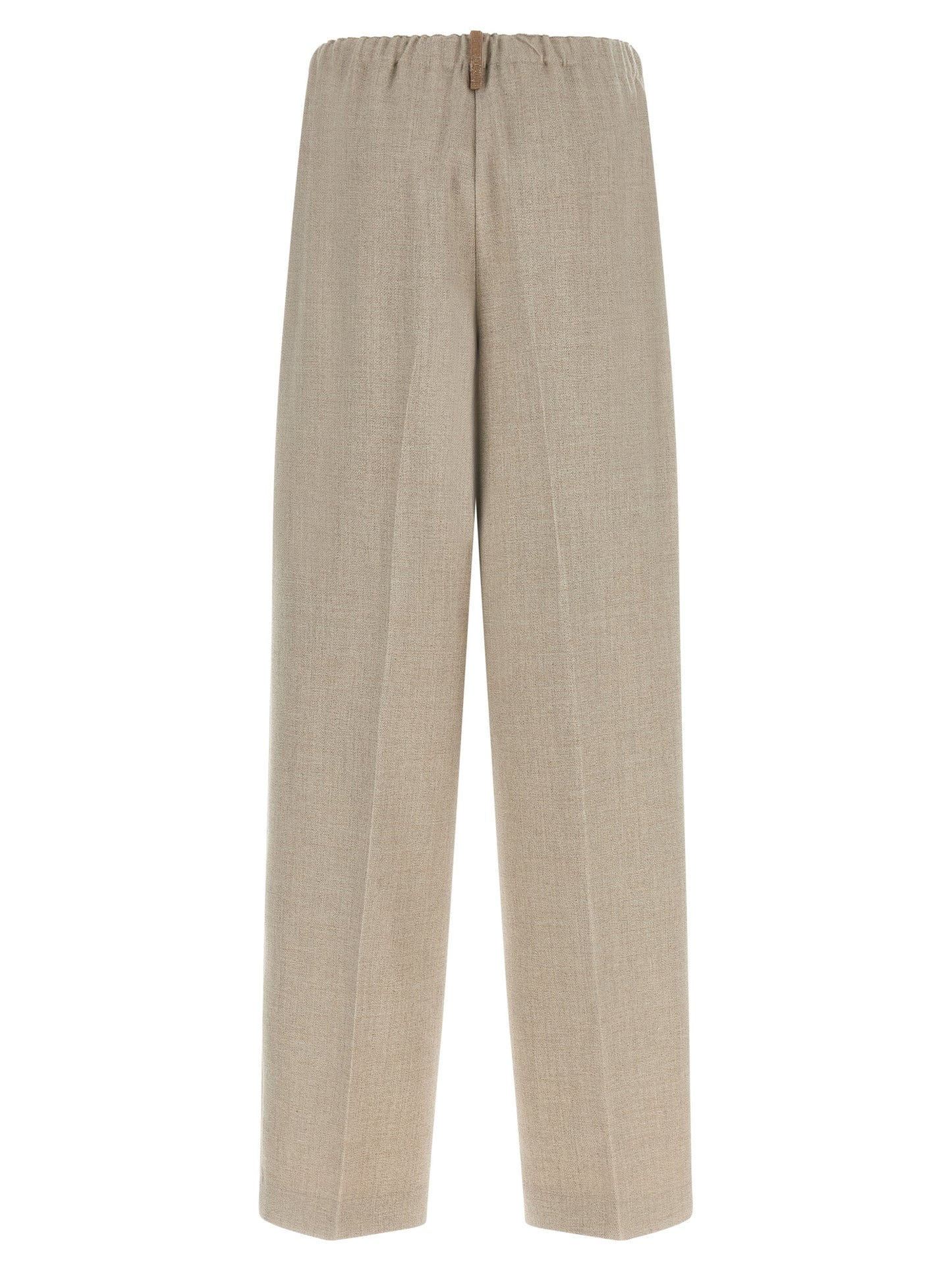 Trousers by Fabiana Filippi for women in polyester & wool beige, sand & signature features a tailored silhouette with a tailored relaxed-fit & wide, defined by its long and a sophisticated .