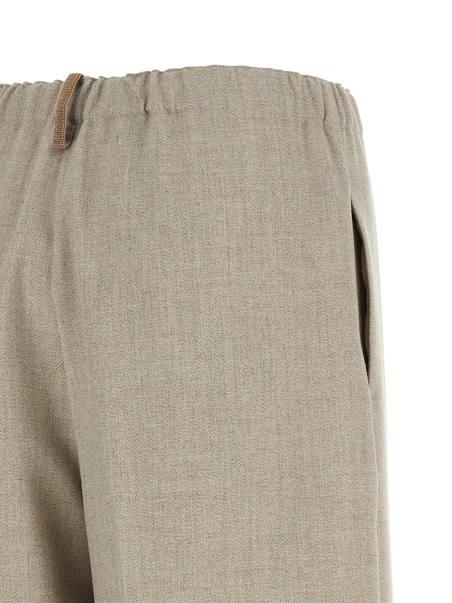 Trousers by Fabiana Filippi for women in polyester & wool beige, sand & signature presents a smart silhouette, meticulously detailed with a smart relaxed-fit & wide, a smart long, and a smart .