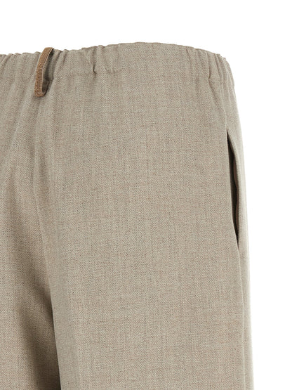 Trousers by Fabiana Filippi for women in polyester & wool beige, sand & signature presents a smart silhouette, meticulously detailed with a smart relaxed-fit & wide, a smart long, and a smart .