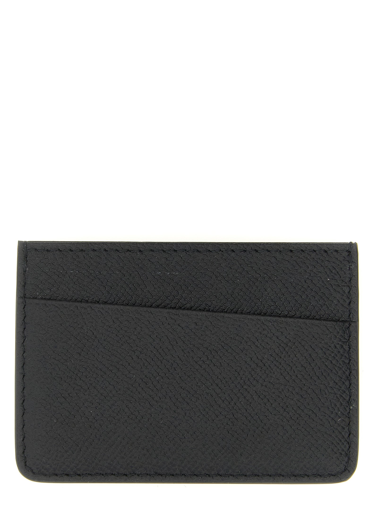 Cardholder Card Case by Maison Margiela for men in calfskin leather black & white features a sleek silhouette, showcasing the sleek design of the Four Stitches Calfskin Leather Cardholder Card Case with functional card-organization compact-design for a premium look.