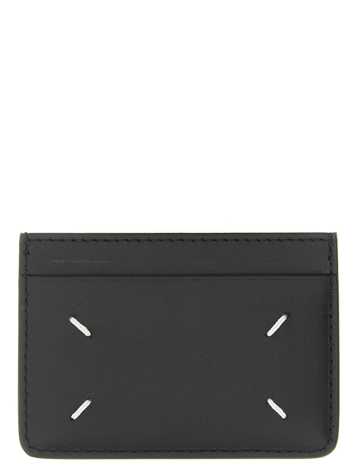 Cardholder Card Case by Maison Margiela for men in calfskin leather black & white features an refined design, elegantly showcasing the refined Four Stitches Calfskin Leather Cardholder Card Case aesthetic while integrating sophisticated card-organization compact-design.