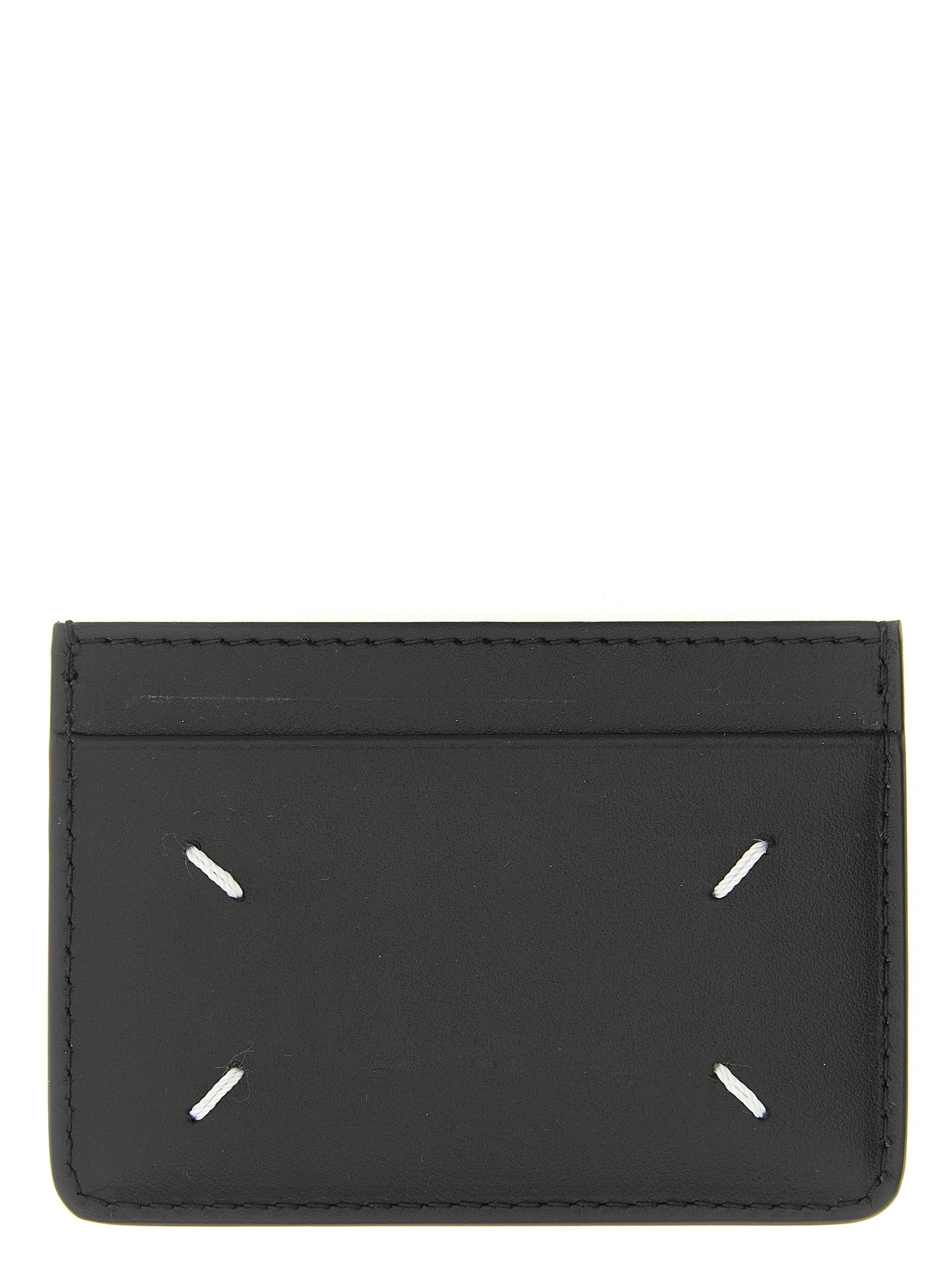 Cardholder Card Case by Maison Margiela for men in calfskin leather black & white features an refined design, elegantly showcasing the refined Four Stitches Calfskin Leather Cardholder Card Case aesthetic while integrating sophisticated card-organization compact-design.