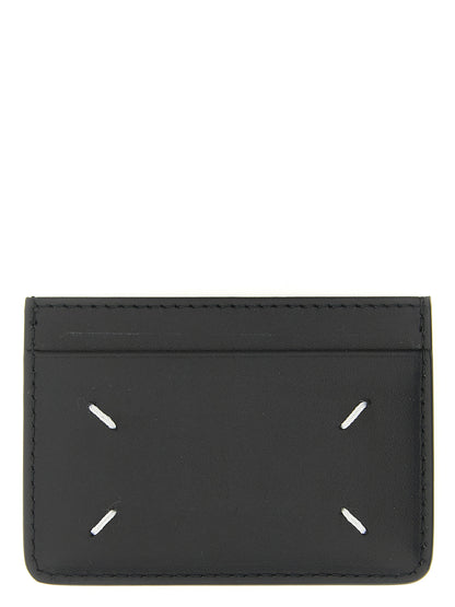 Cardholder Card Case by Maison Margiela for men in calfskin leather black & white features an refined design, elegantly showcasing the refined Four Stitches Calfskin Leather Cardholder Card Case aesthetic while integrating sophisticated card-organization compact-design.