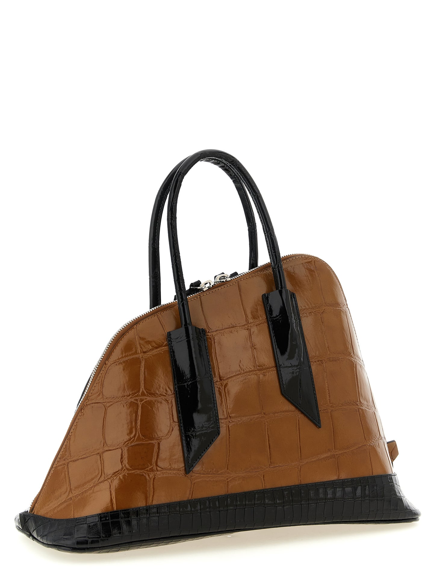 The Attico Sant Ambroeus Bos Taurus Calf Leather & Polyurethane Micro Handbag - Black Brown Silver Print