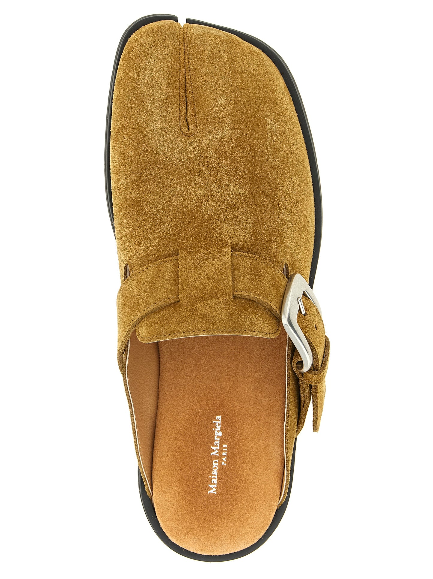 Flat Mule Mules Strap Shoes by Maison Margiela for men in calfskin leather black, brown, camel & silver showcases a impeccable silhouette as Men's Calfskin Leather Flat Mule Mules Strap Shoes, artfully designed with a impeccable flat and refined for a impeccable finish.