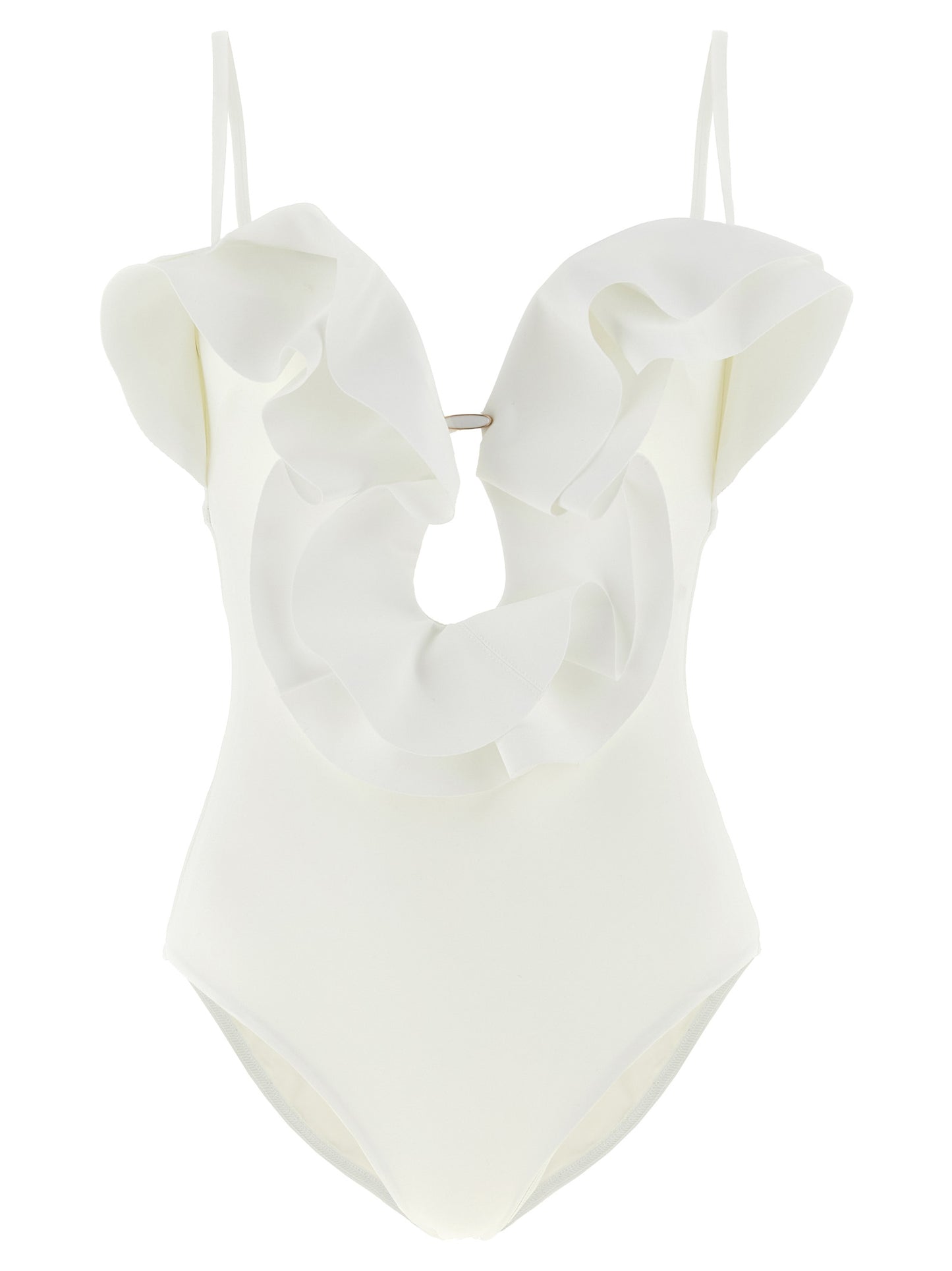 One-Piece Swimsuit by Zimmermann for women in stretch polyamide white features an jaw dropping silhouette, showcasing the jaw dropping Crisp Women's Stretch Polyamide One-Piece Swimsuit design with a sophisticated cut for a jaw dropping finish.