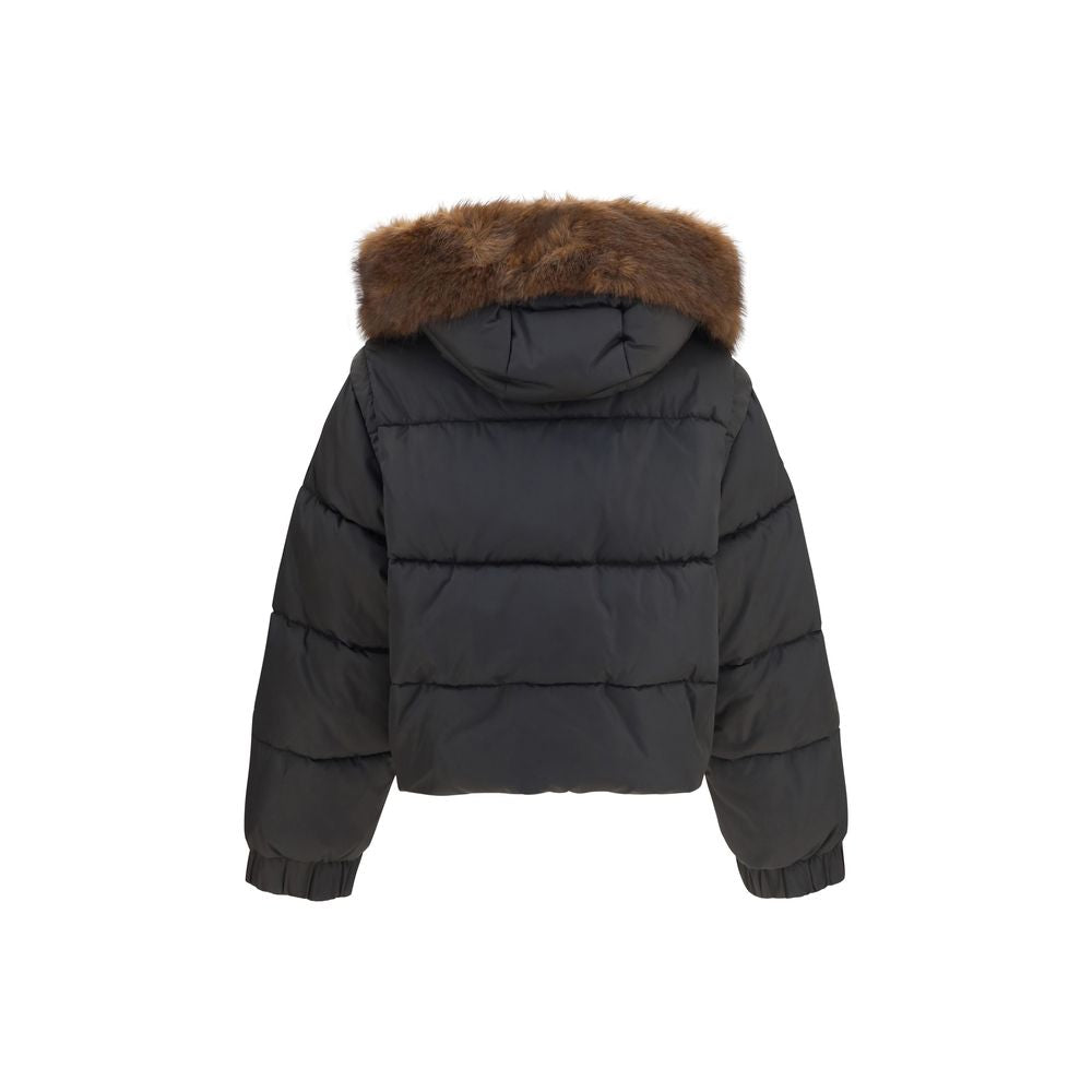 Hooded Puffer Jacket by PINKO for women in polyester goose down & faux fur brown features an on trend silhouette, showcasing refined pockets, hooded & insulated and a sophisticated hooded neckline for a truly on trend finish.