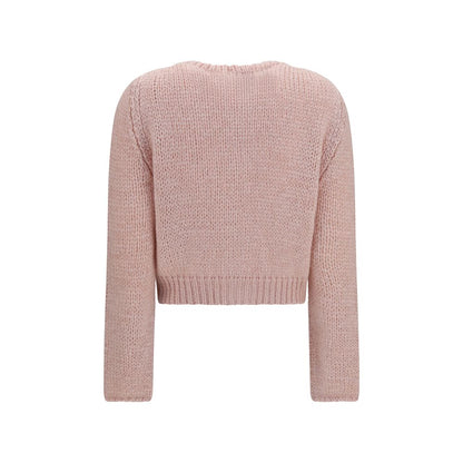 Cardigan by Forte_Forte for women in silk mohair & capra leather multicolor showcases a captivating silhouette, artfully detailed with a captivating and round neckline for a truly sophisticated captivating look.