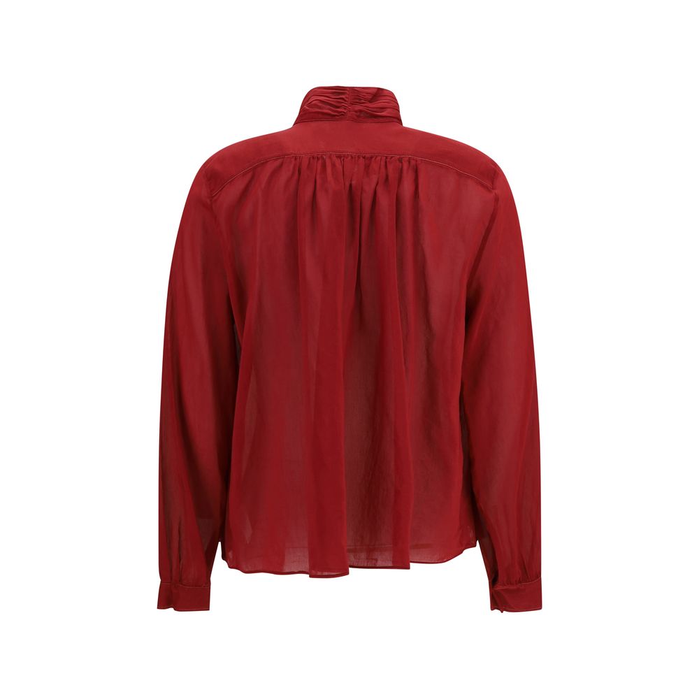Blouse by Forte_Forte for women in cotton & silk multicolor, featuring a nuanced and nuanced high-neck neckline for a sophisticated finish.