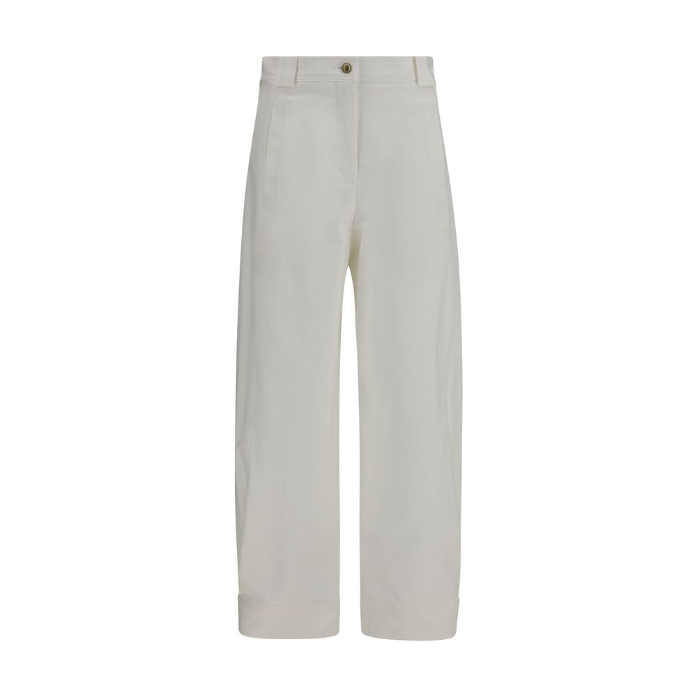 Max Mara Women's Regular Fit Cropped Stretch Cotton Trousers - Gold White