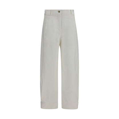 Max Mara Women's Regular Fit Cropped Stretch Cotton Trousers - Gold White