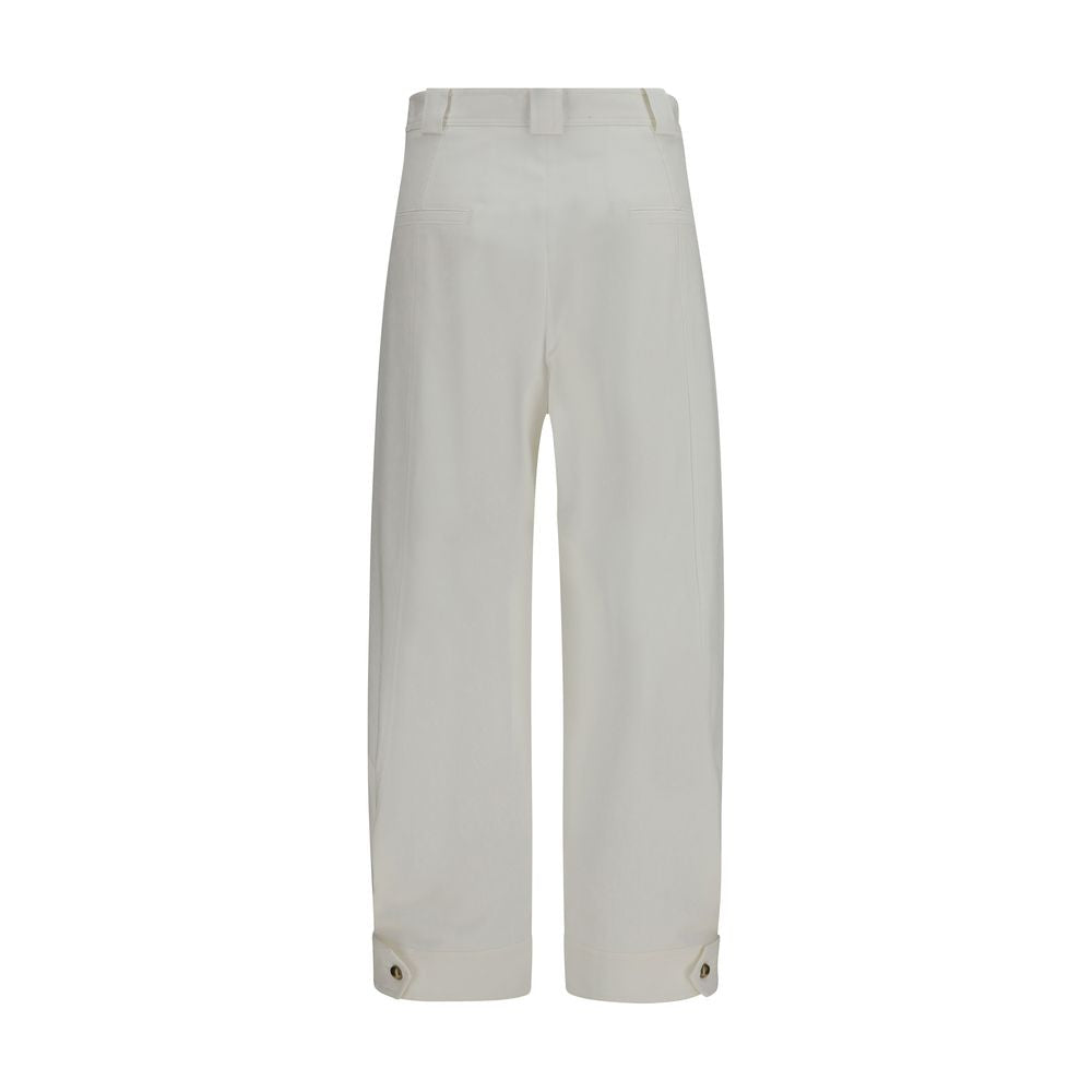 Max Mara Women's Regular Fit Cropped Stretch Cotton Trousers - Gold White