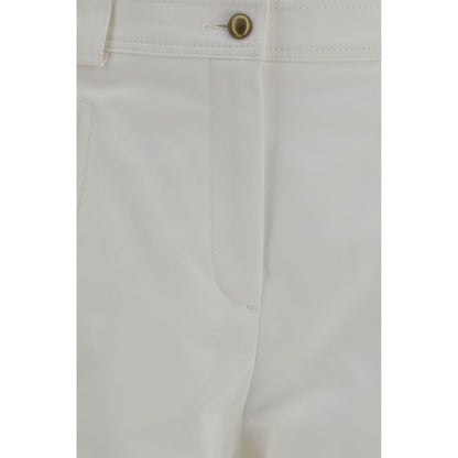 Max Mara Women's Regular Fit Cropped Stretch Cotton Trousers - Gold White