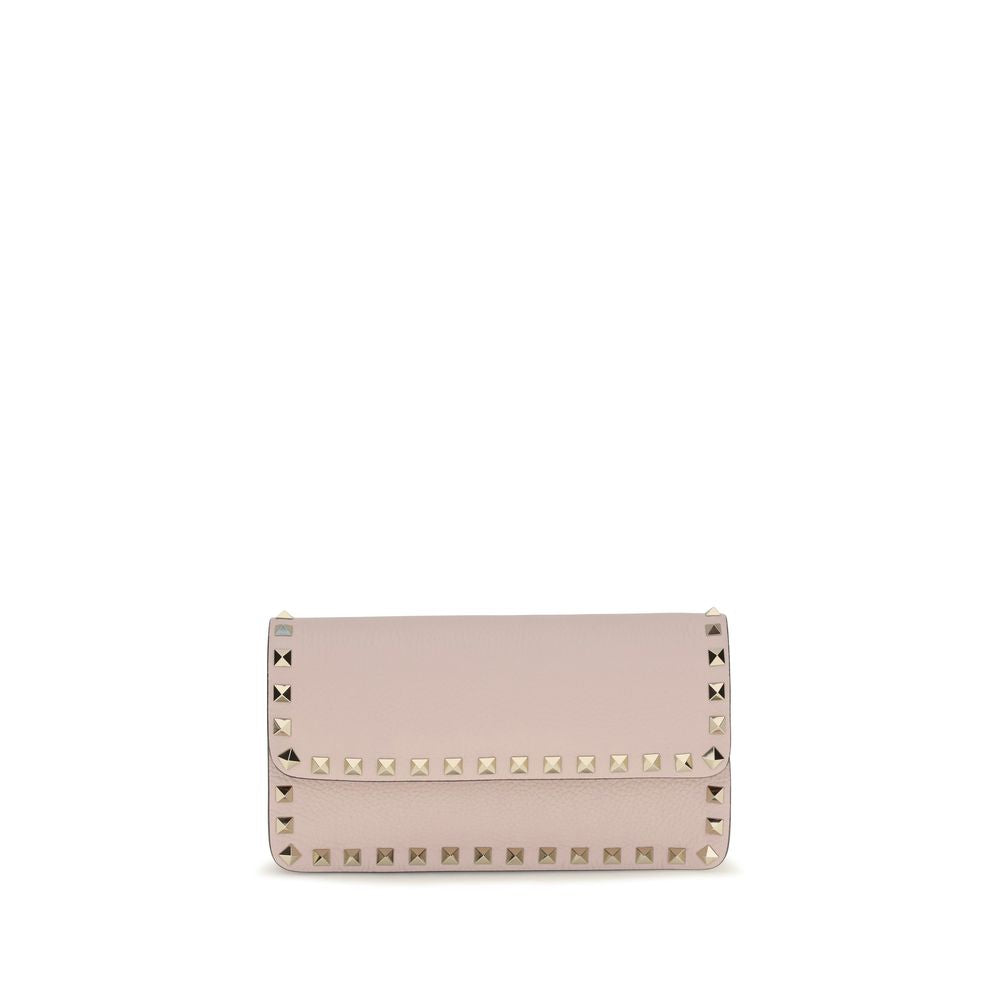 Cardholder Wallet by Valentino Garavani for women in bos taurus calf leather multicolor & signature features a sleek silhouette, showcasing the sleek Rockstud Bos Taurus Calf Leather Cardholder Wallet design with sophisticated card-organization chain for a premium look.