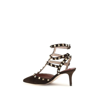 High-Heel Stiletto Pumps Heels by Valentino Garavani for women in suede leather & rubber brown & signature features an effortlessly chic silhouette from the Rockstud Women's Suede Leather & Rubber High-Heel Stiletto Pumps Heels collection, showcasing a stiletto high-heel and effortlessly chic pointed toe style for a effortlessly chic look.