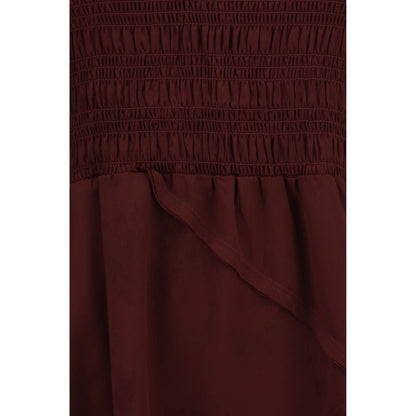 Dress by Ganni for women in polyester satin bordeaux, patterned, floral & print features an magnificent silhouette, artfully detailed with a magnificent and that flows into an magnificent mini.