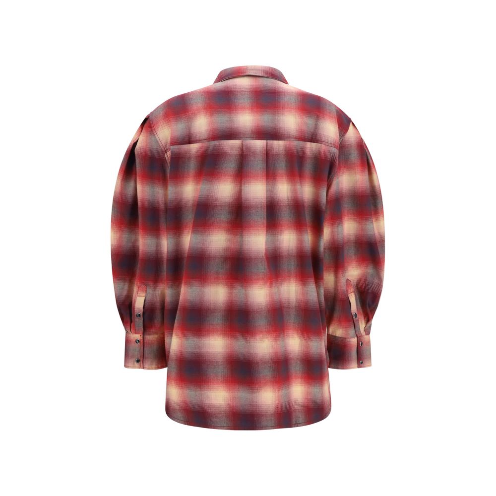 Shirt by Ganni for women in cotton flannel multicolor, red, patterned & checked showcases a sleek silhouette, elegantly detailed with a sleek and for a sleek finish.