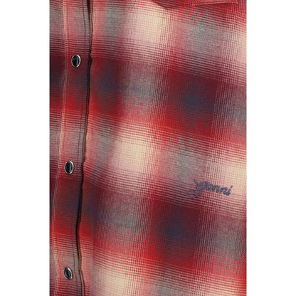 Shirt by Ganni for women in cotton flannel multicolor, red, patterned & checked, featuring a nuanced and nuanced for a sophisticated finish.