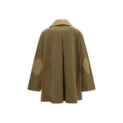 Overcoat by Ganni for women in organic cotton bicolour features an satoral silhouette, showcasing a sophisticated and satoral pockets for a premium, timeless look.