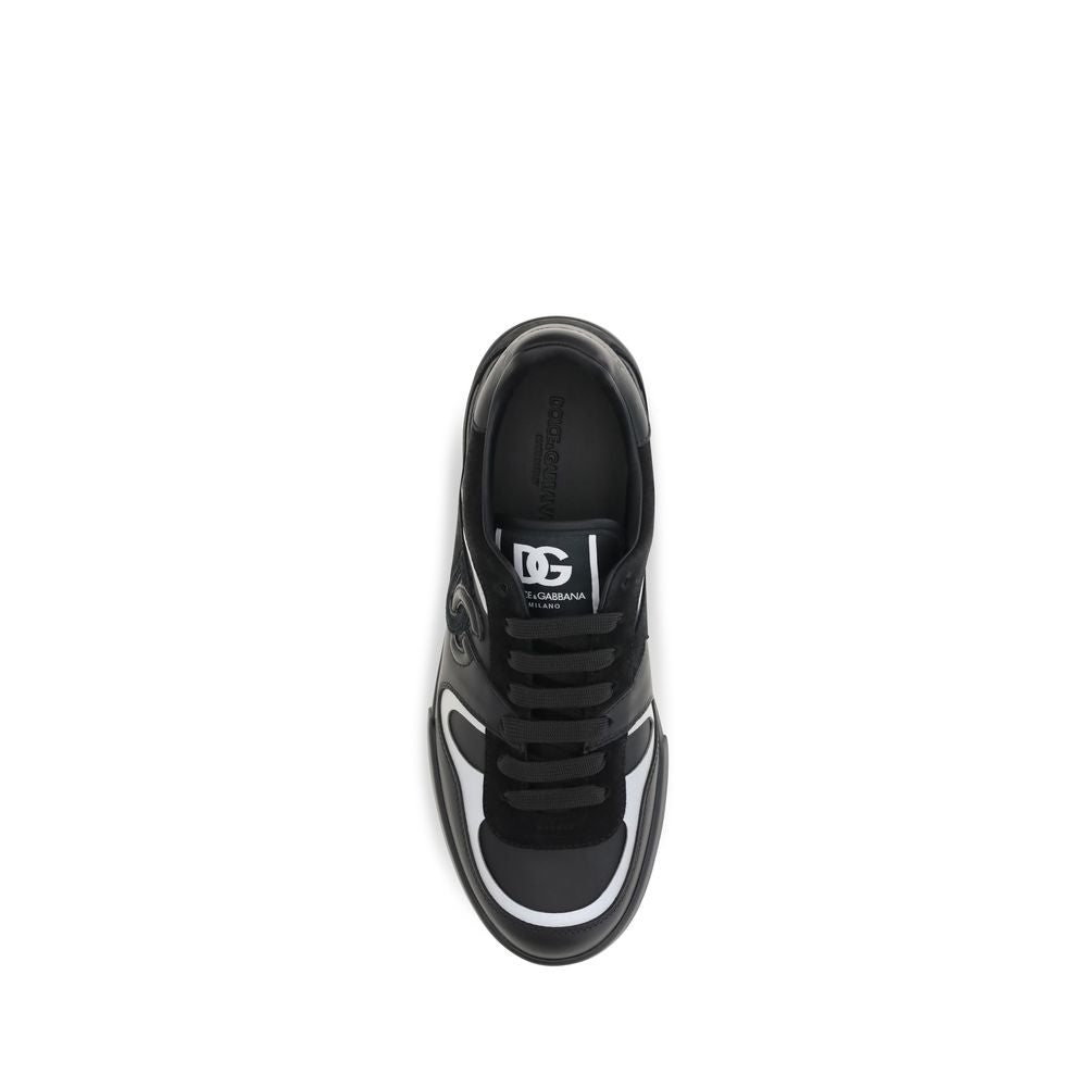 Sneakers by Dolce & Gabbana for men in bos taurus calf leather black & signature presents a sumptuous silhouette, artfully capturing the essence of the Men's Casual Bos Taurus Calf Leather Sneakers with its sumptuous casual style design.