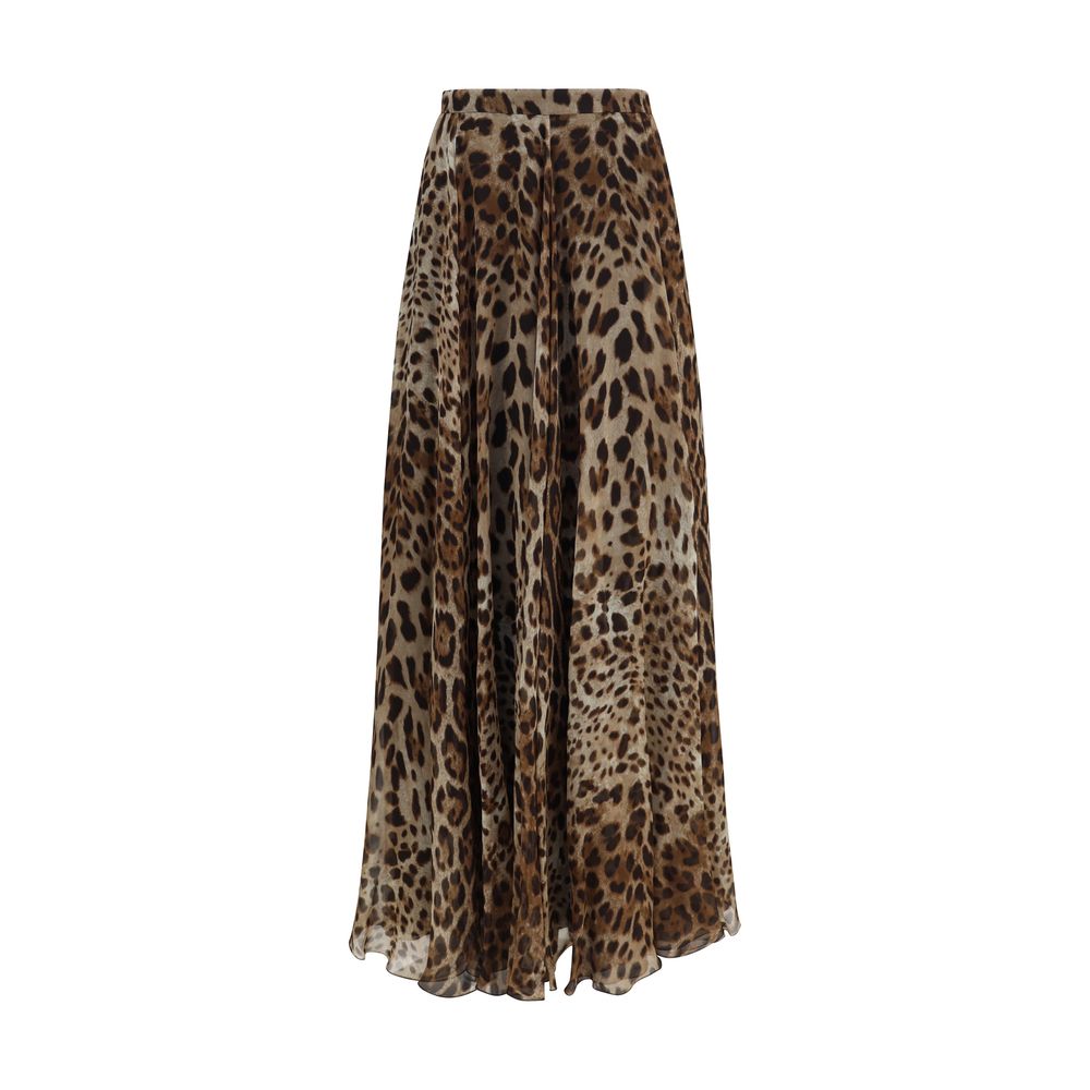 Skirt by Dolce & Gabbana for women in silk chiffon beige, multicolor & print features an relaxed-yet-refined silhouette that elegantly showcases the Women's Silk Chiffon Long Skirt design and sophisticated long.
