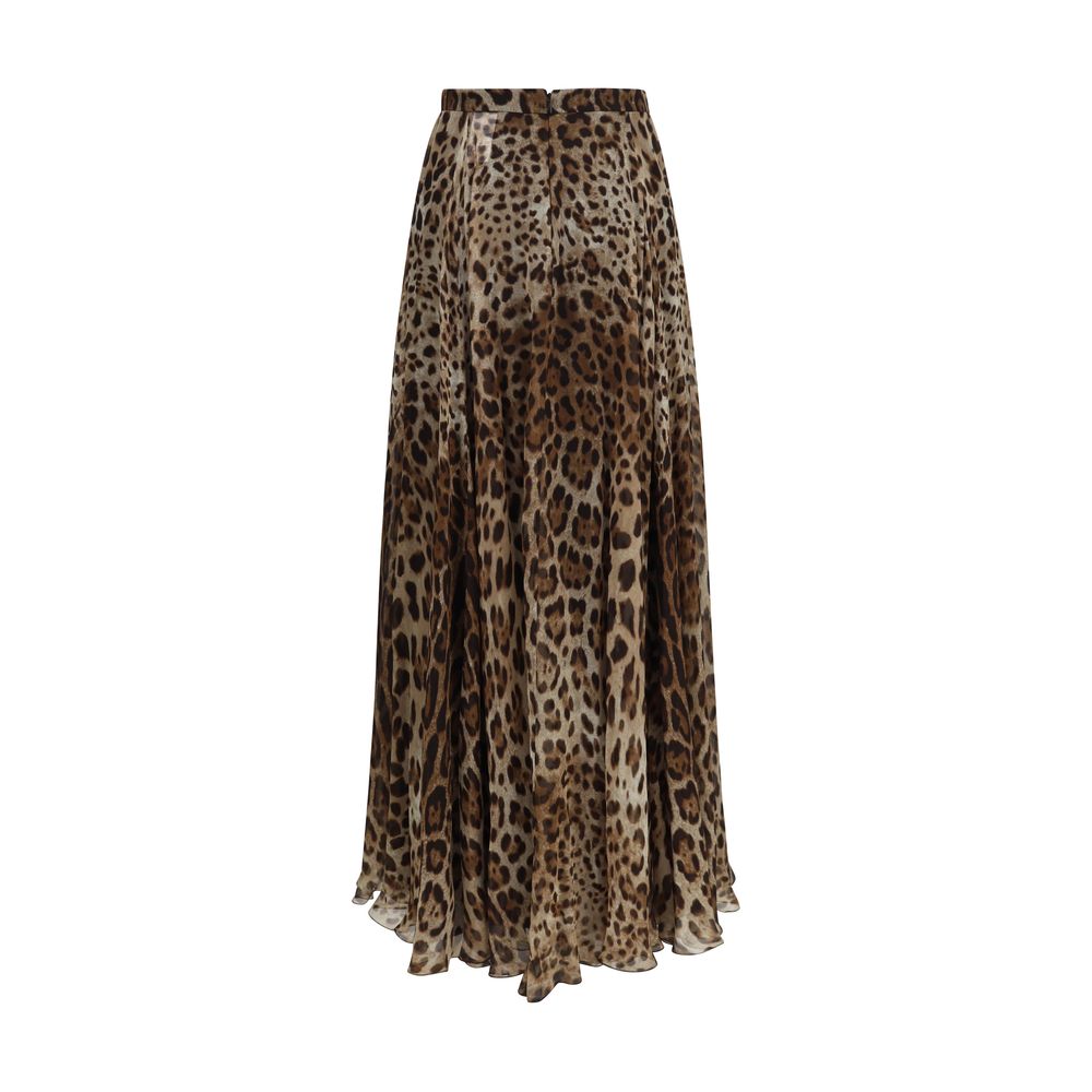 Skirt by Dolce & Gabbana for women in silk chiffon beige, multicolor & print features an tailored silhouette, artfully capturing the essence of Women's Silk Chiffon Long Skirt in a sophisticated long.