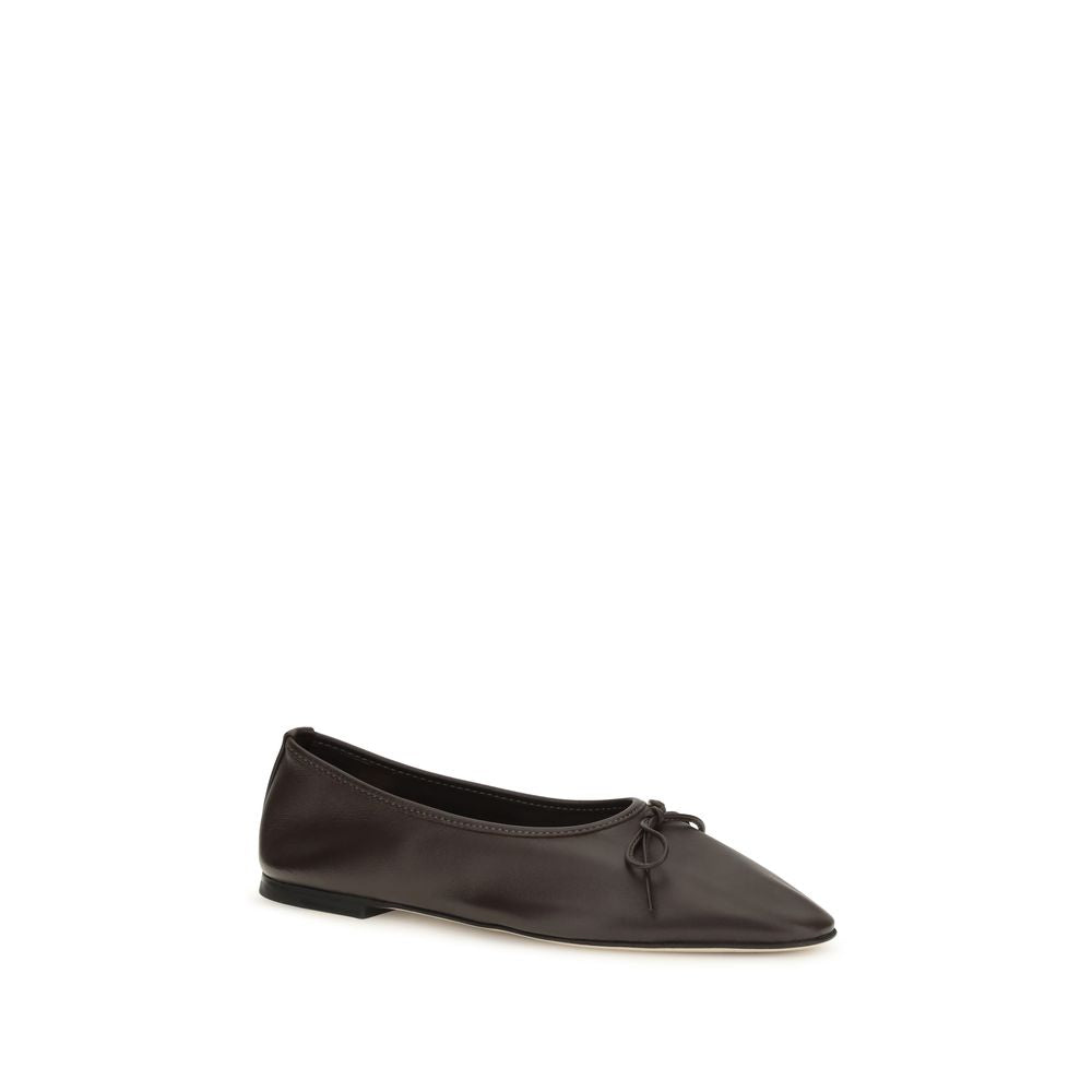 Ballet Flat Shoes by Dear Frances for women in bos taurus calf nappa leather brown showcases a resplendent Gala Women's Bos Taurus Calf Nappa Leather Ballet Flat Shoes aesthetic with a and almond toe style.
