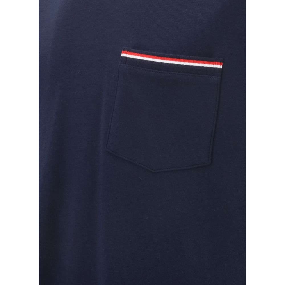 T-Shirt by Thom Browne for men in cotton blue & signature features an on trend silhouette, perfectly showcasing a on trend and for an elevated aesthetic.