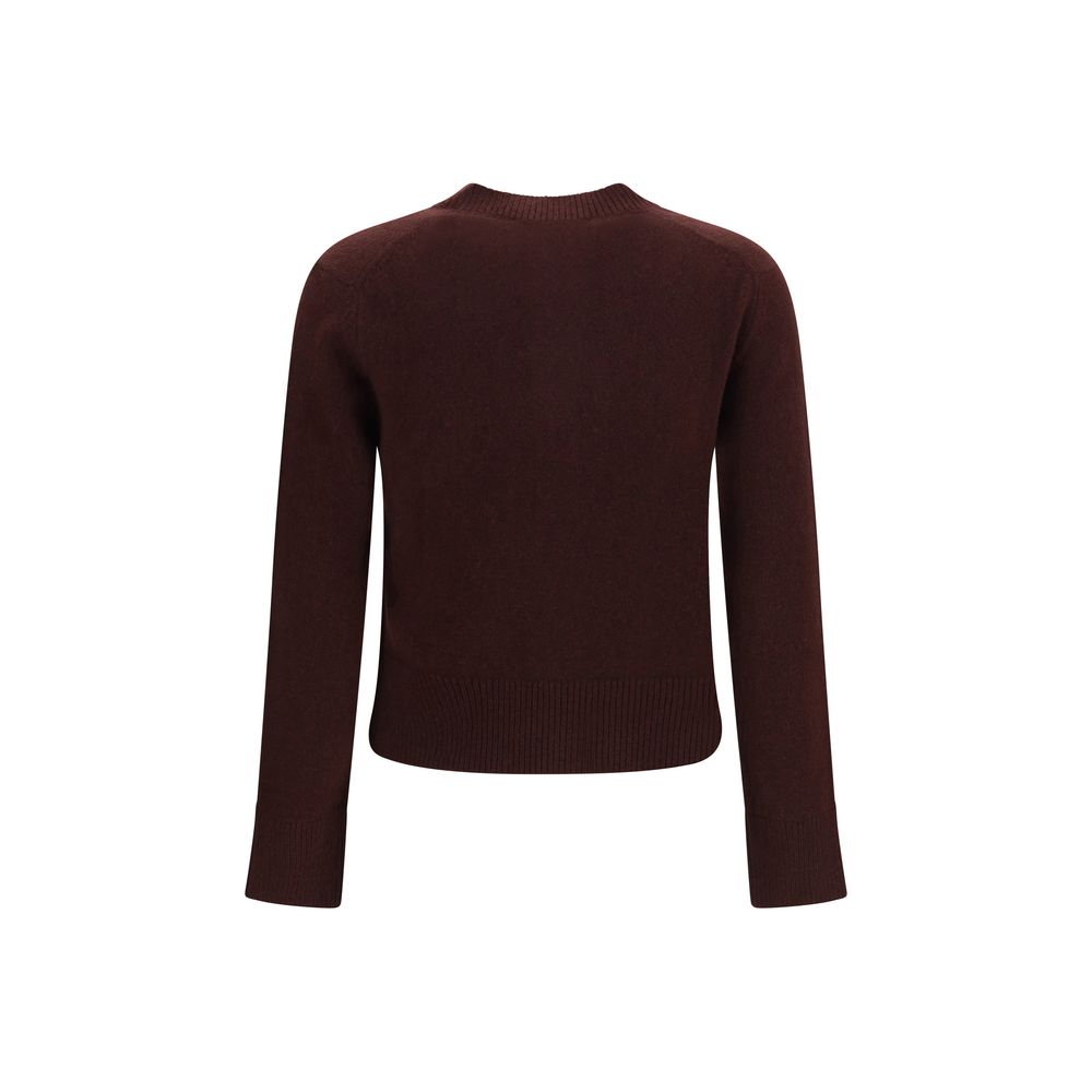 Cardigan by Maison Kitsuné for women in merino wool brown features an crisp silhouette, showcasing a sophisticated crew neckline and detail for a truly crisp finish.