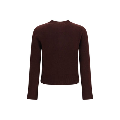 Cardigan by Maison Kitsuné for women in merino wool brown features an crisp silhouette, showcasing a sophisticated crew neckline and detail for a truly crisp finish.
