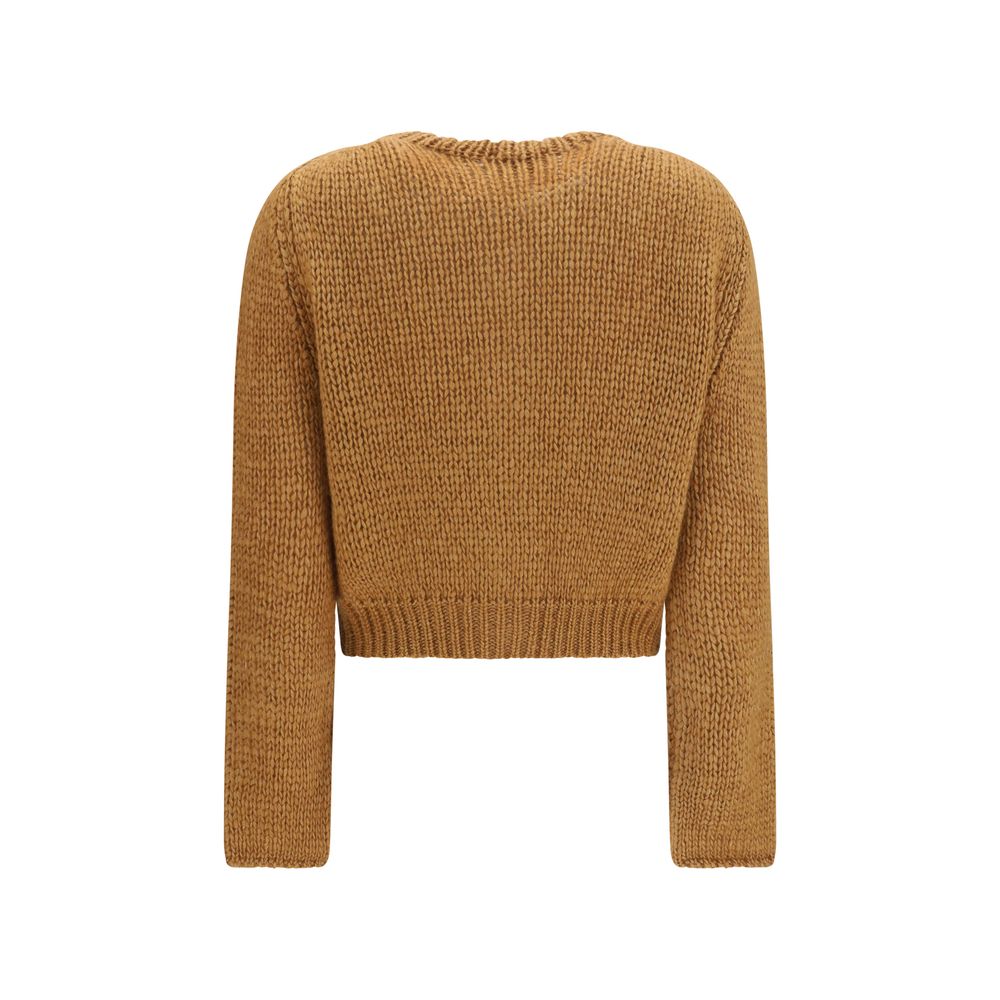 Cardigan by Forte_Forte for women in silk mohair & capra leather brown features an impeccable silhouette, showcasing a sophisticated round neckline and detail for a truly impeccable finish.