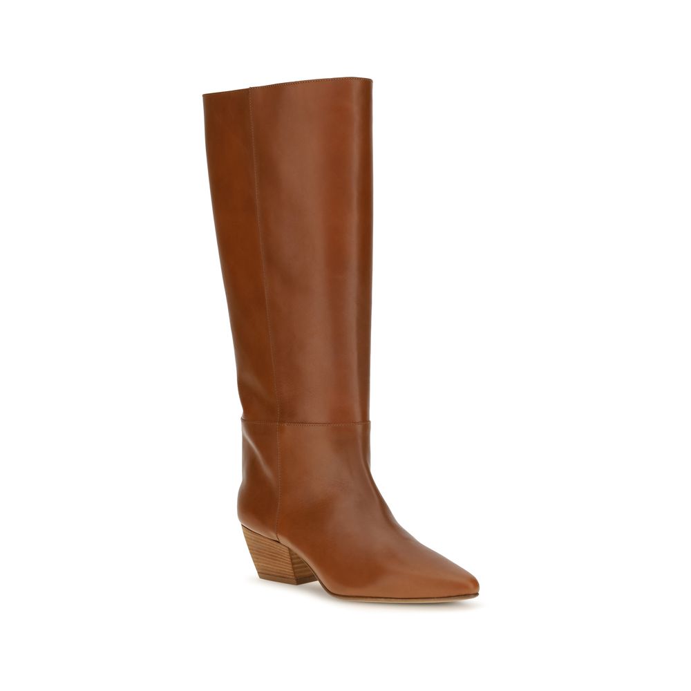 Ankle High Knee-High Boots by Forte_Forte for women in bos taurus calf leather brown features an avant-garde Women's Bos Taurus Calf Leather Ankle High Knee-High Boots silhouette, defined by a sophisticated block-heel and a avant-garde pointed toe style.