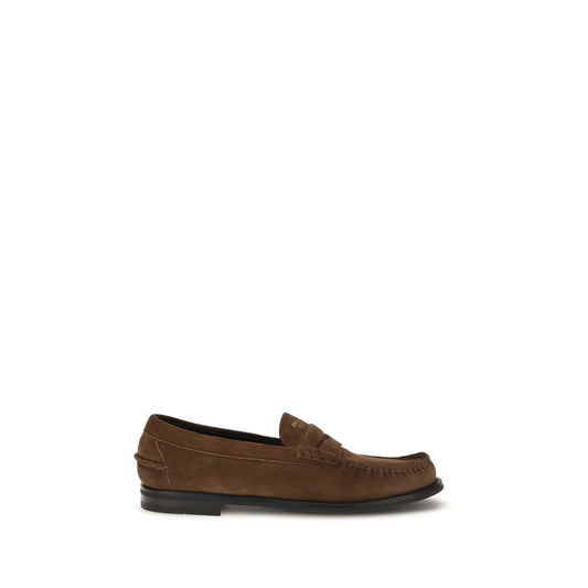 Loafer Slip-On Strap Shoes by Prada for men in bos taurus calf suede leather brown features an ergonomic silhouette, perfectly showcasing Men's Bos Taurus Calf Suede Leather Loafer Slip-On Strap Shoes with its distinct and elegant .