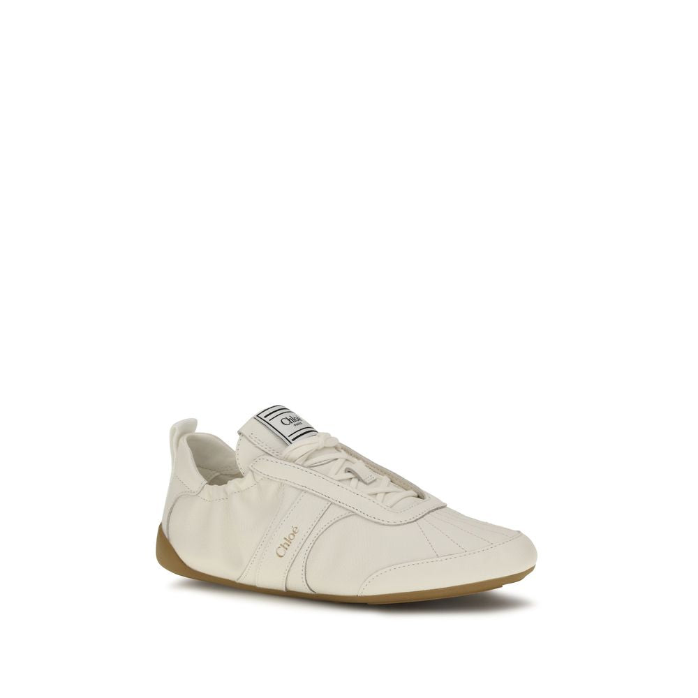 Athletic Sneakers by Chloé for women in calf leather beige features an effortless chic silhouette, showcasing the signature athletic style of the Women's Athletic Calf Leather Sneakers collection with a truly effortless chic finish.