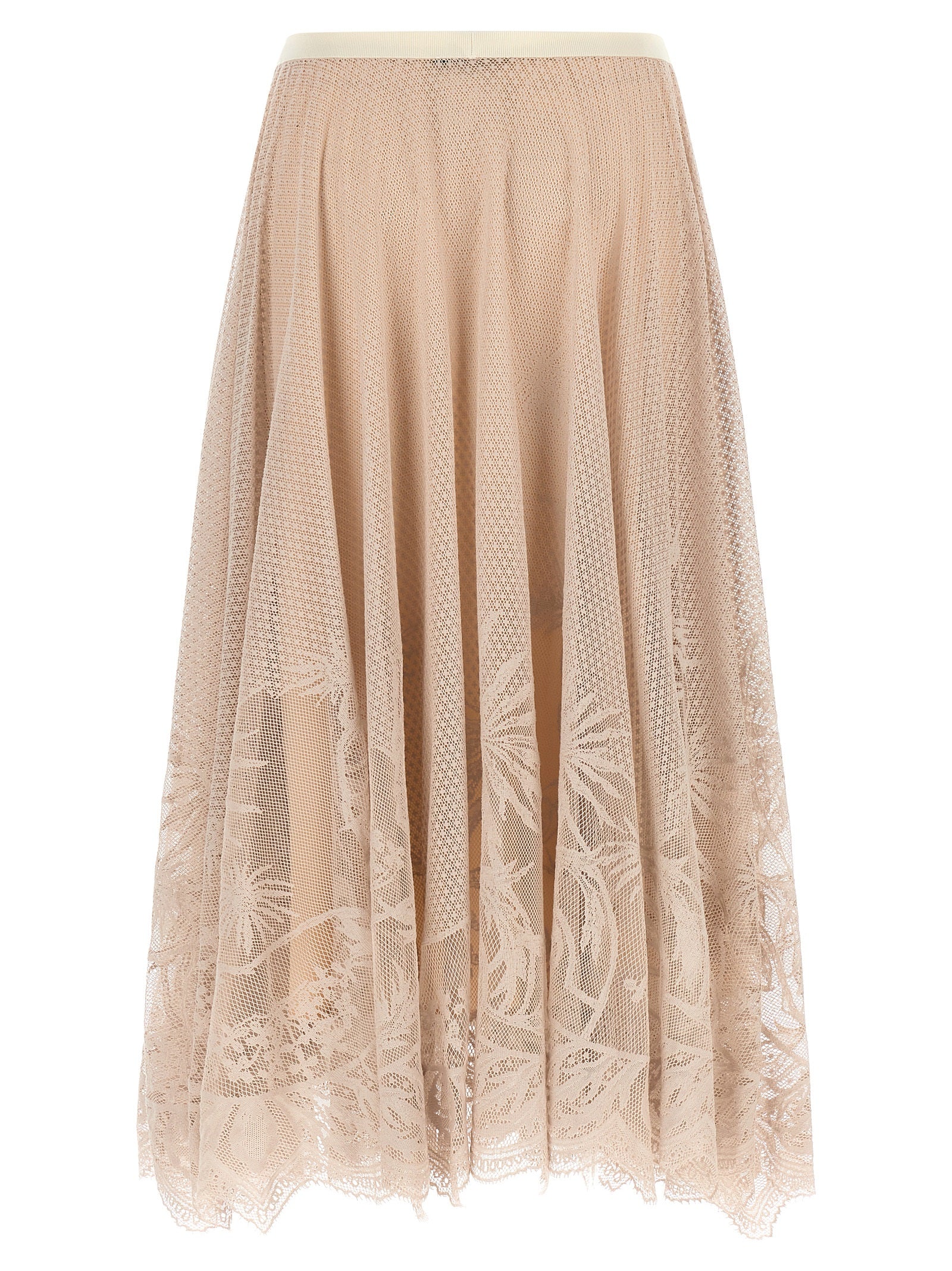 Skirt by Fabiana Filippi for women in polyester cotton multicolor, pink & patterned features a sublime silhouette, showcasing the sublime design of the Women's Polyester Cotton Midi Skirt in a sophisticated midi.