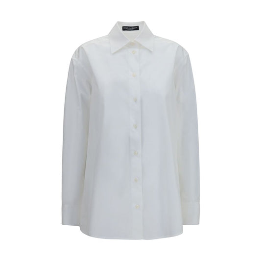 Dress Shirt by Dolce & Gabbana for women in cotton white showcases a sleek silhouette, elegantly detailed with a sleek and long-sleeve for a sleek finish.
