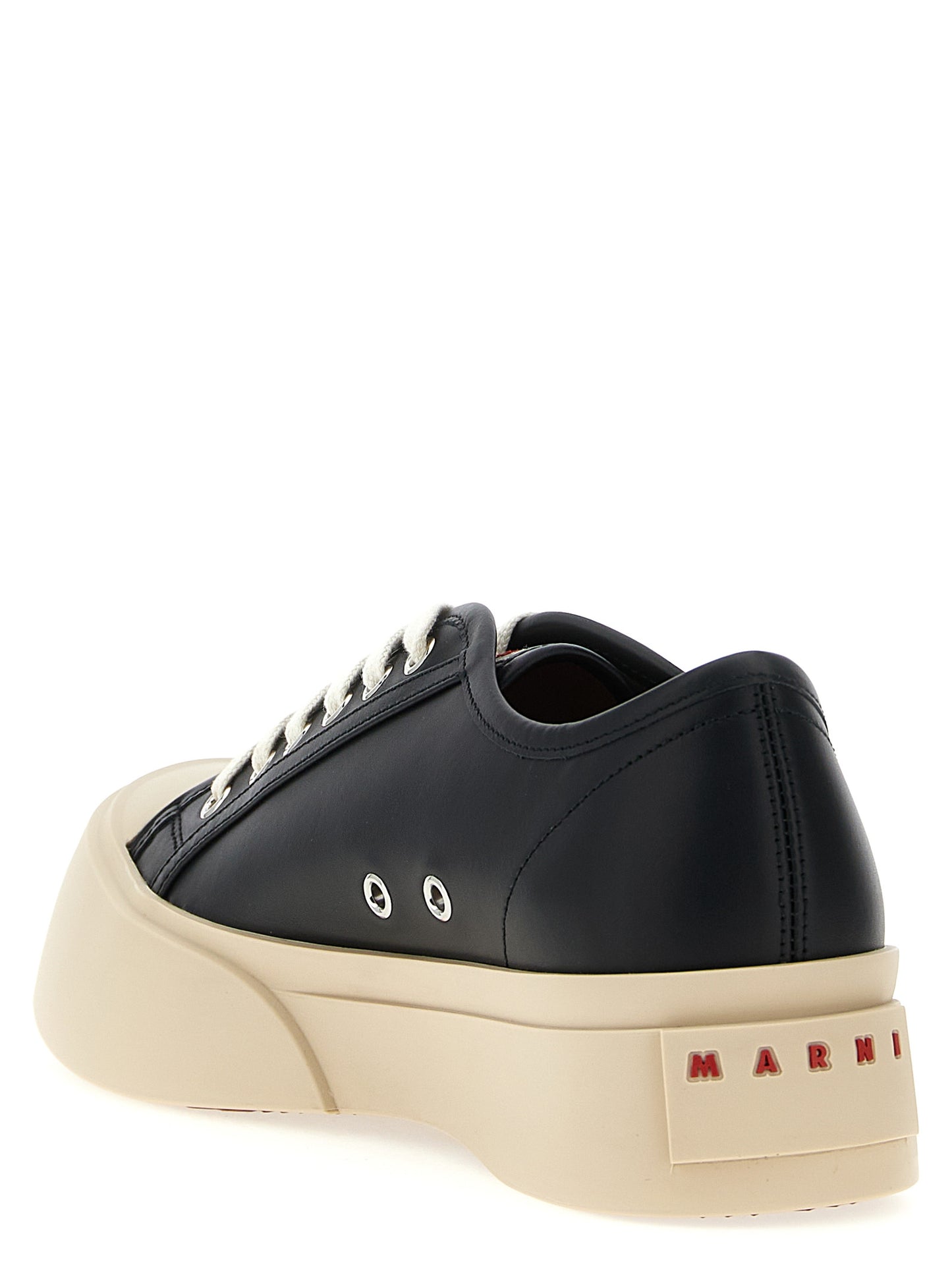 Sneakers by Marni for men in calfskin leather black presents a sumptuous silhouette, artfully capturing the essence of the City Men's Low Top Calfskin Leather Sneakers with its sumptuous low-top style design.
