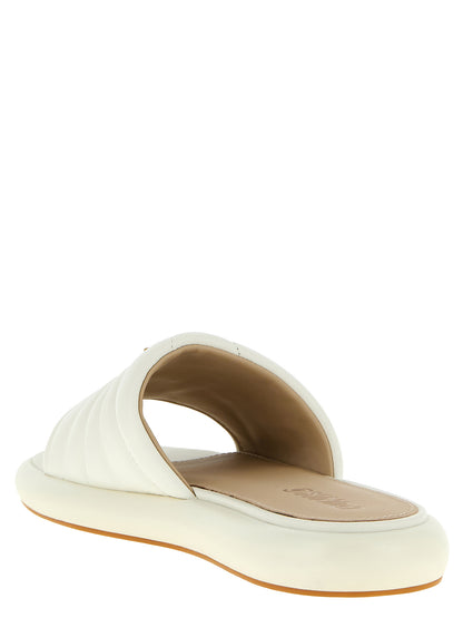 Sliders Flat Shoes by PINKO for women in nappa lambskin leather white features an statuesque silhouette from the Love Birds Women's Nappa Lambskin Leather Sliders Flat Shoes collection, showcasing a and a statuesque for a statuesque look.