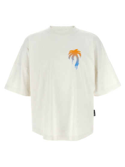 T-Shirt by Palm Angels for men in polyamide cotton white & print features a plush silhouette, showcasing a sophisticated crew neckline and short-sleeve for a truly plush finish.