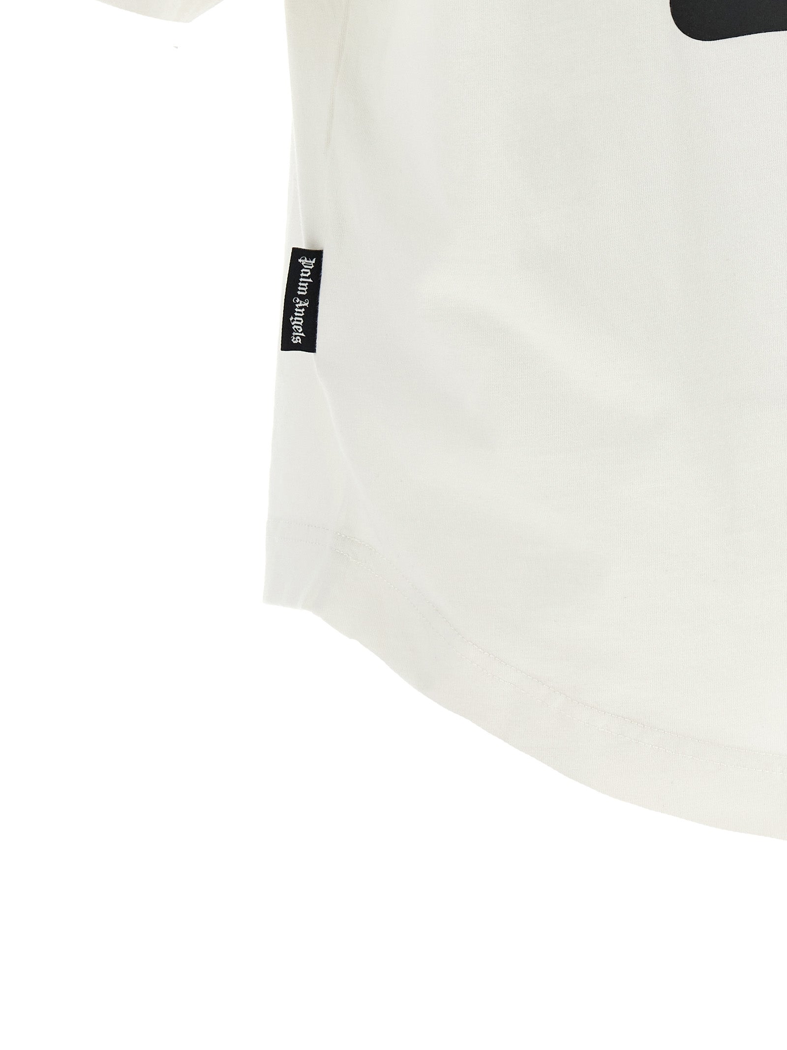 T-Shirt by Palm Angels for men in polyamide cotton white & print features an edgy silhouette, meticulously detailed with a sophisticated and for a truly edgy finish.