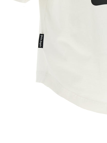 T-Shirt by Palm Angels for men in polyamide cotton white & print features an edgy silhouette, meticulously detailed with a sophisticated and for a truly edgy finish.