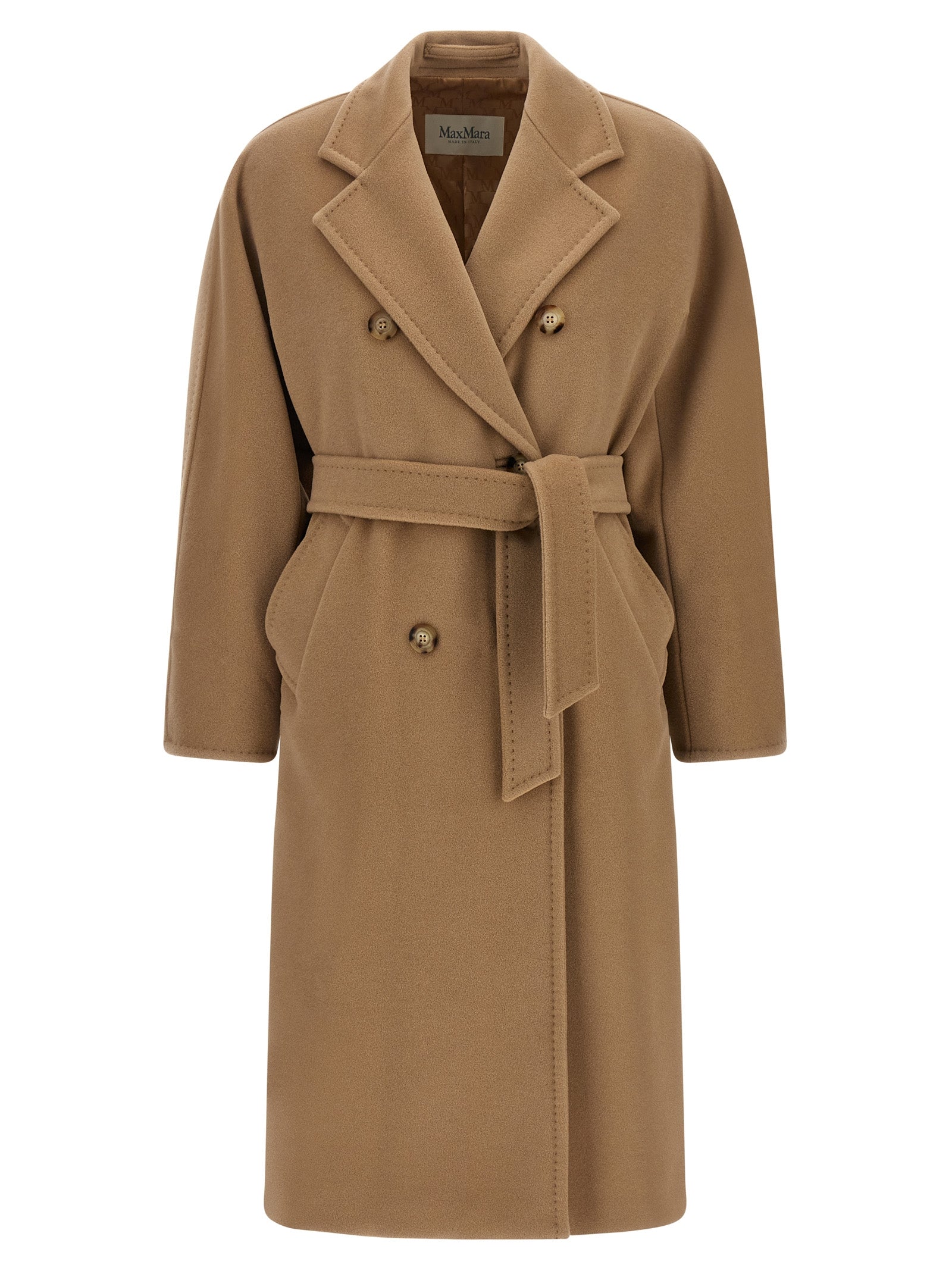 Trench Coat by Max Mara for women in virgin cashmere wool and beige & horn presents a exquisite silhouette, showcasing a exquisite and functional for an elevated aesthetic.