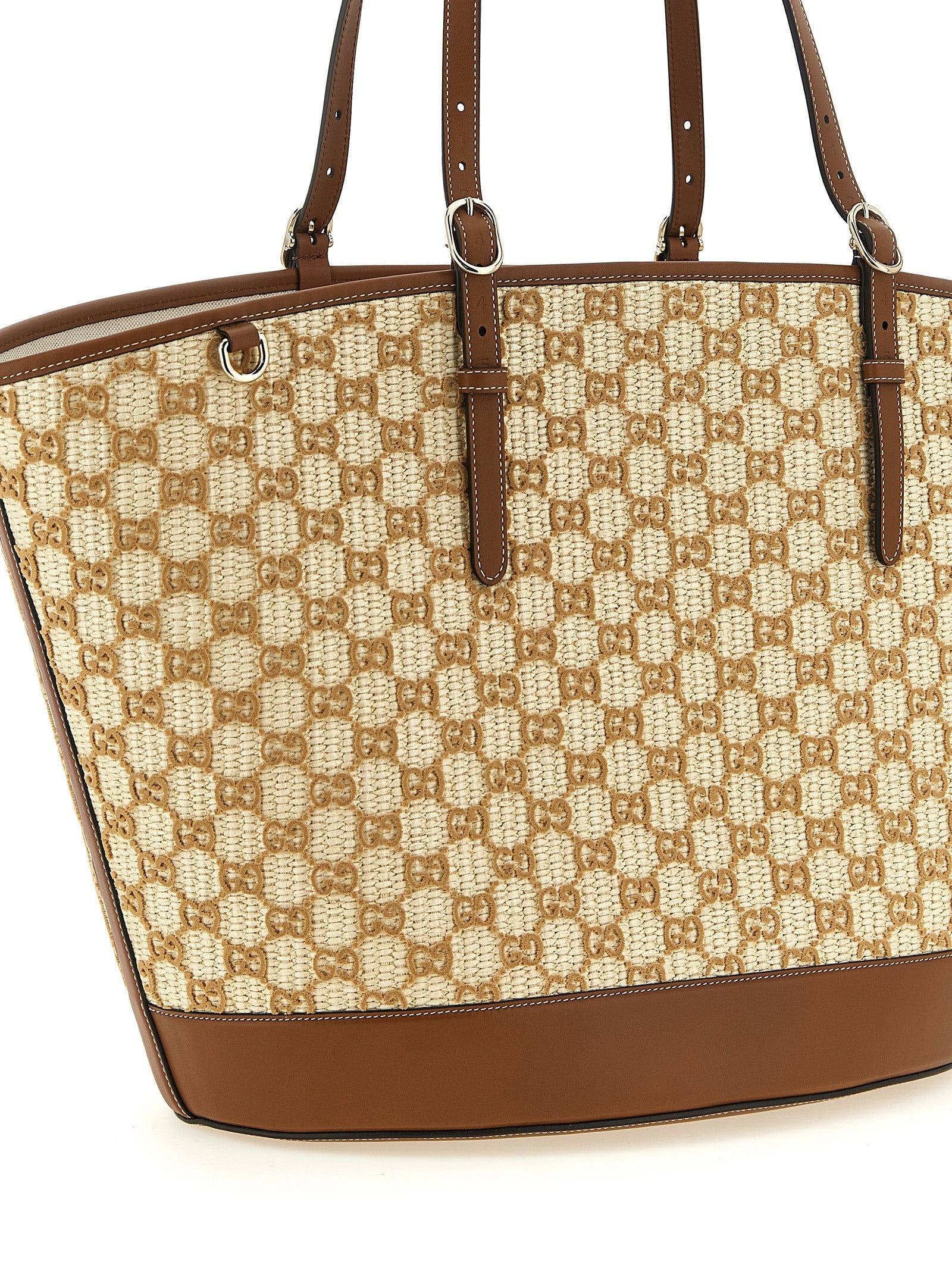 Shopper Handbag by Gucci for women in cotton & leather brown & patterned features a exquisite silhouette, showcasing a secure zipper & magnetic and exquisite with versatile adjustable-strap & handle for a exquisite finish.