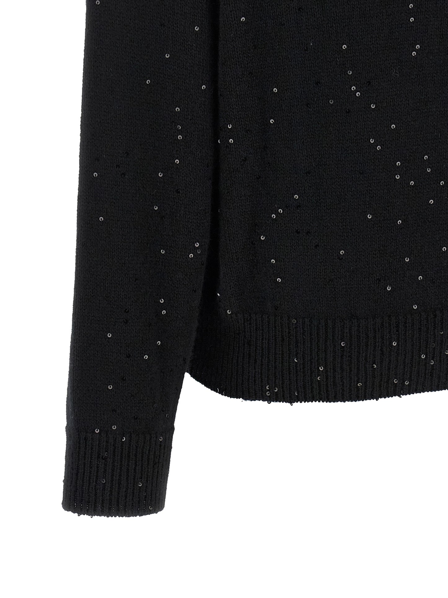 Cardigan by Brunello Cucinelli for women in silk cashmere & sequins black features a nuanced silhouette with a refined and nuanced detailing for a sophisticated look.